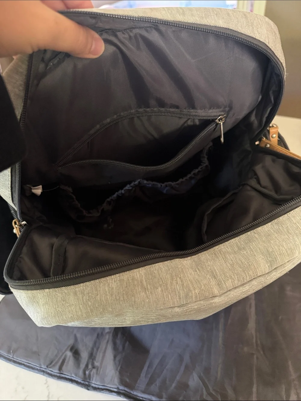Eddie Bauer Two-Tone Gray Canvas baby Backpack - diaper bag